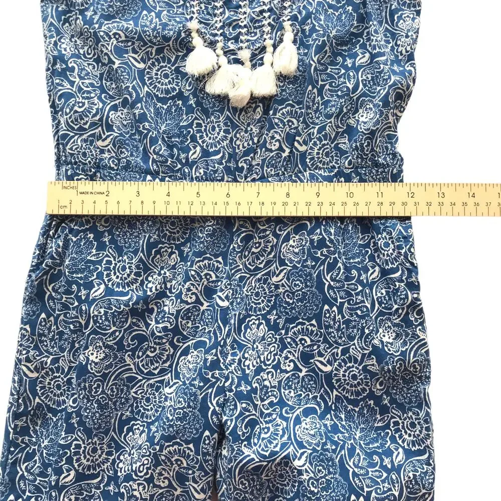 Old Navy Jumpsuit Printed Sleeveless Tassels Pockets Lightweight Girl Size M 8